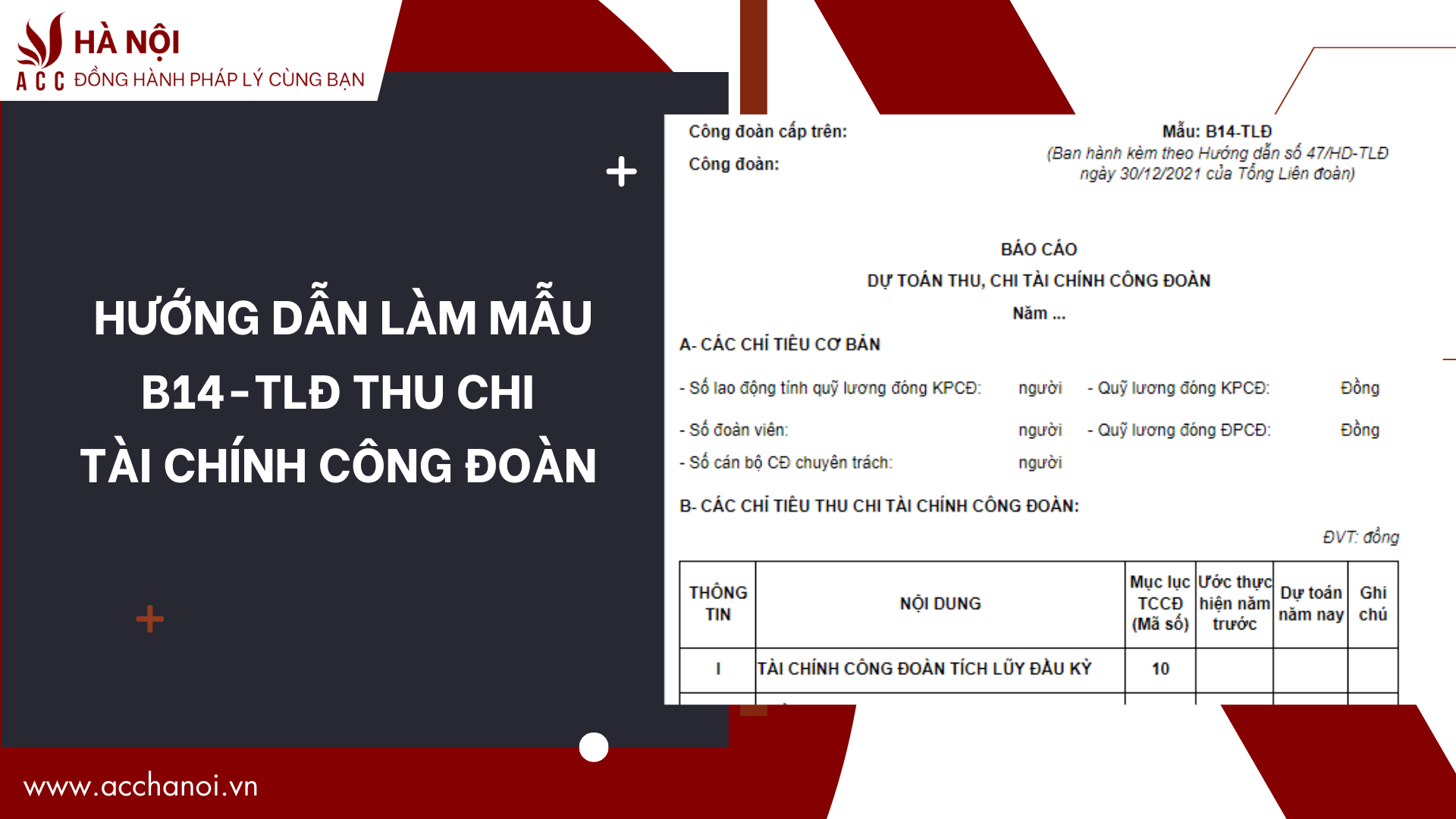 Hướng dẫn làm mẫu B14-TLĐ thu chi tài chính Công đoàn 1 Huong dan lam mau B14 TLD thu chi tai chinh Cong doan