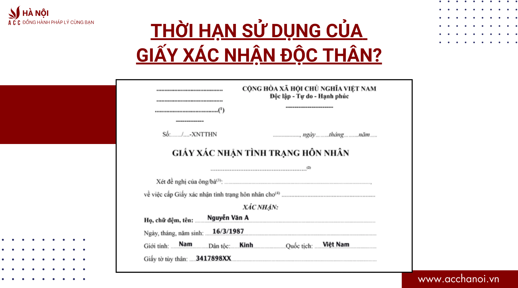 Thoi han su dung cua giay xac nhan doc than