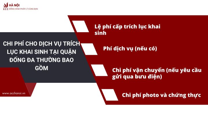 Chi phi cho dich vu trich luc khai sinh tai quan Dong Da thuong bao gom