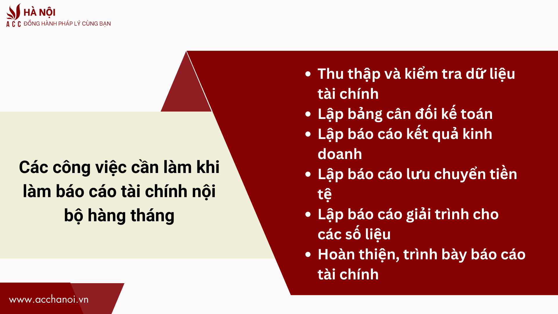 Cac cong viec can lam khi lam bao cao tai chinh noi bo hang thang