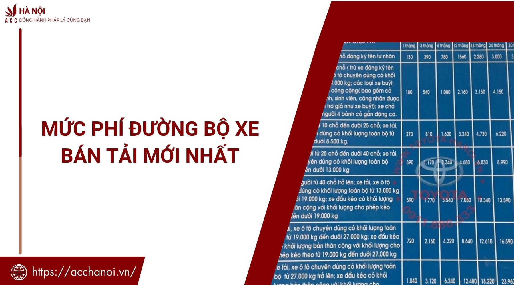 Muc phi duong bo xe ban tai moi nhat