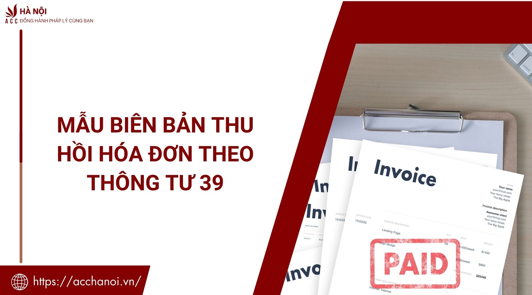 Mẫu biên bản thu hồi hóa đơn theo thông tư 39