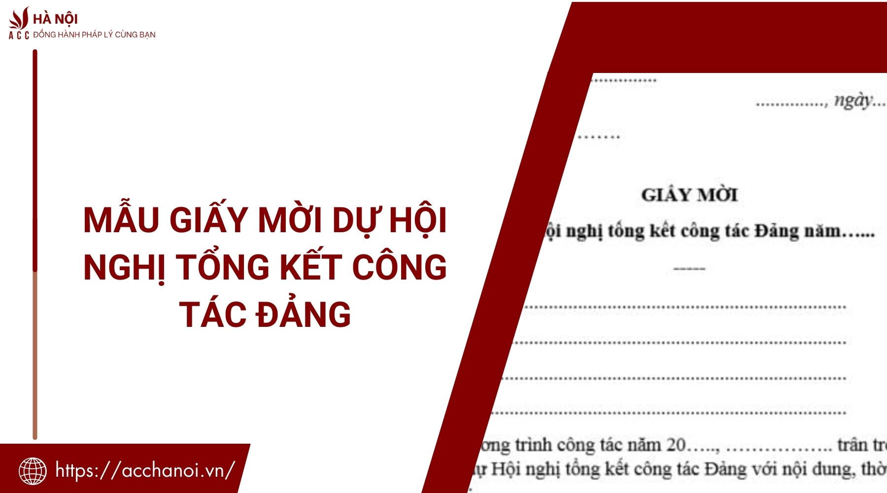 Mẫu giấy mời dự Hội nghị tổng kết c&ocirc;ng t&aacute;c Đảng