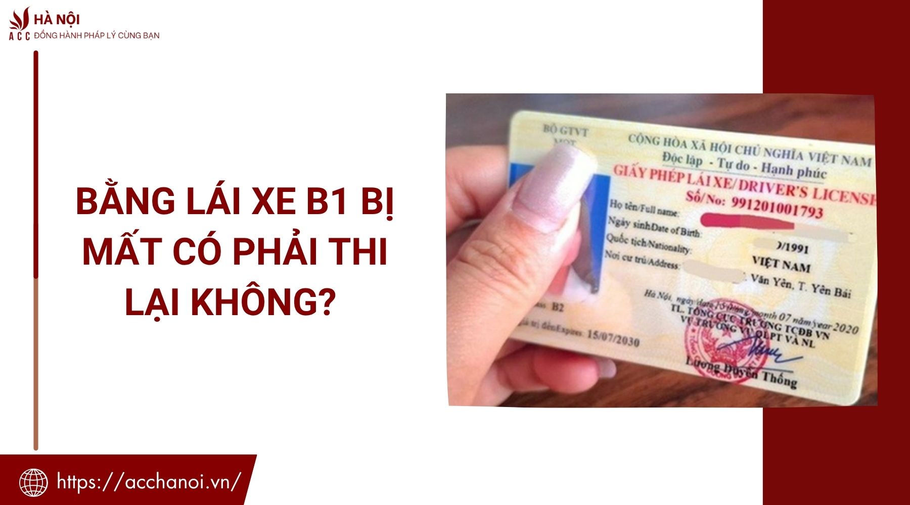 Bằng lái xe B1 bị mất có phải thi lại không?