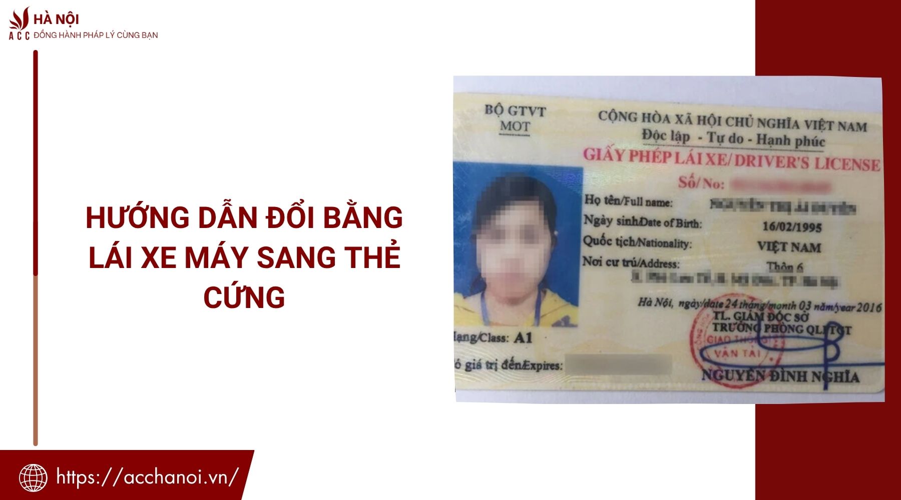 Hướng dẫn đổi bằng lái xe máy sang thẻ cứng