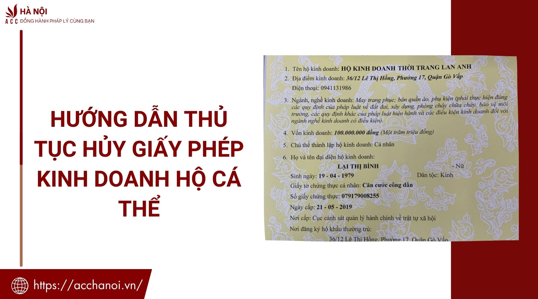 Hướng dẫn thủ tục hủy giấy phép kinh doanh hộ cá thể​