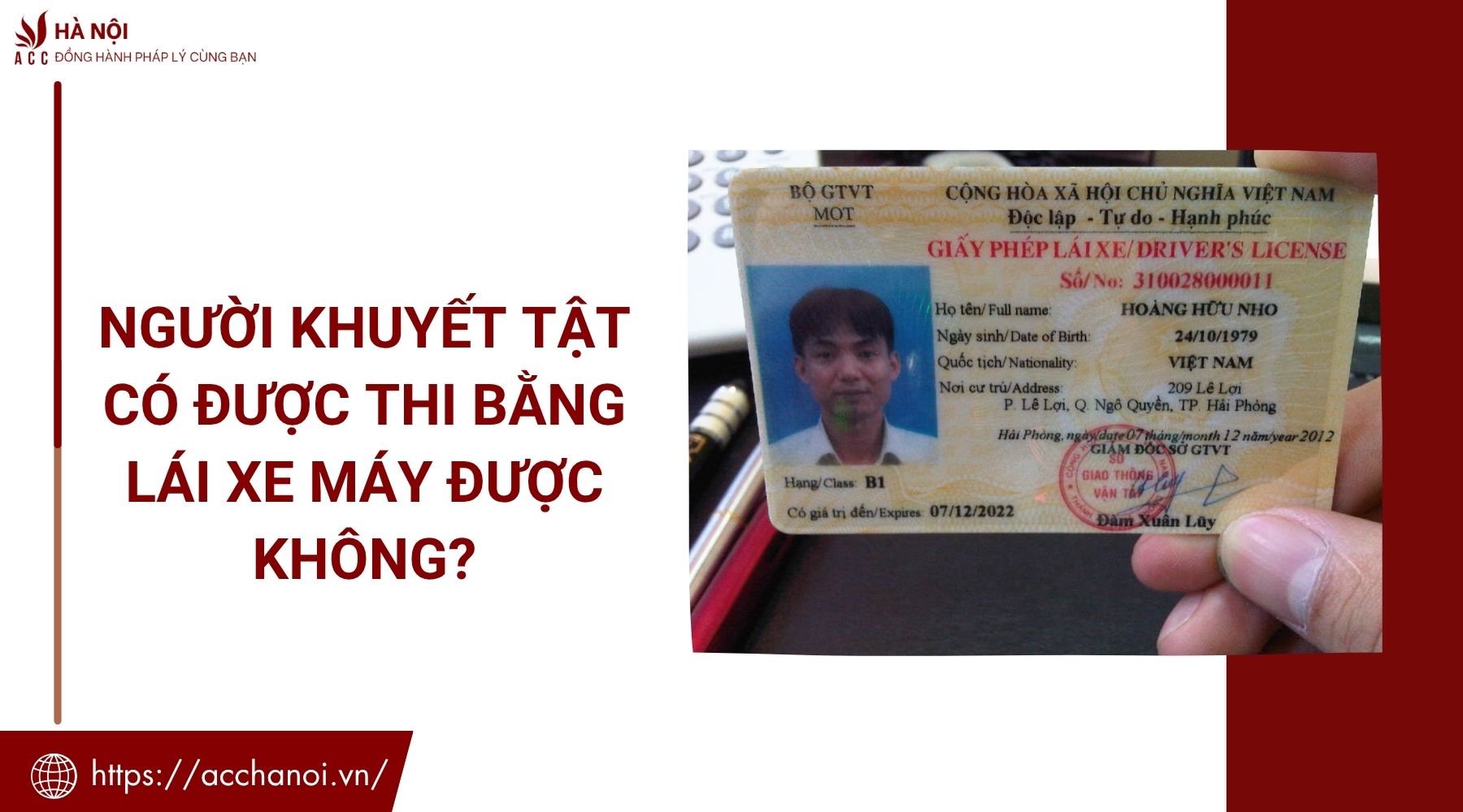 Người khuyết tật có được thi bằng lái xe máy được không?