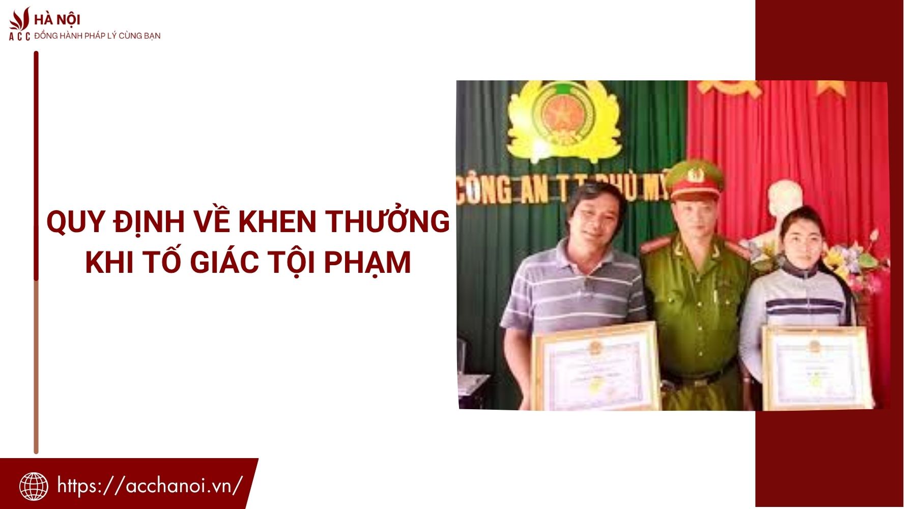 Quy định về khen thưởng khi tố giác tội phạm