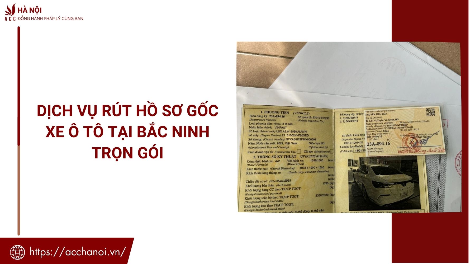 Dịch vụ rút hồ sơ gốc xe ô tô tại Bắc Ninh trọn gói