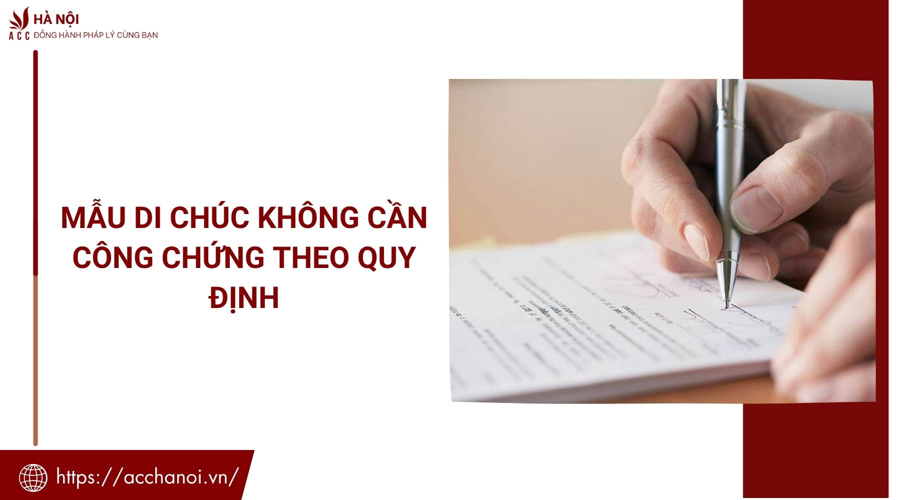 Mẫu di chúc không cần công chứng theo quy định